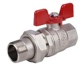 Кран шаровой полнопроходной с "американкой", Ду 20 (3/4") ВР/НР ручка бабочка STOUT  